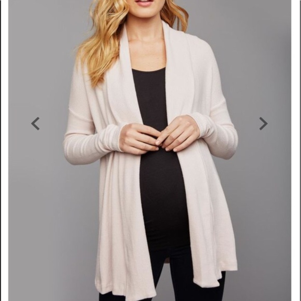 PEA IN THE POD LAYERING MATERNITY RIBBED CARDIGAN - Picture 2 of 6